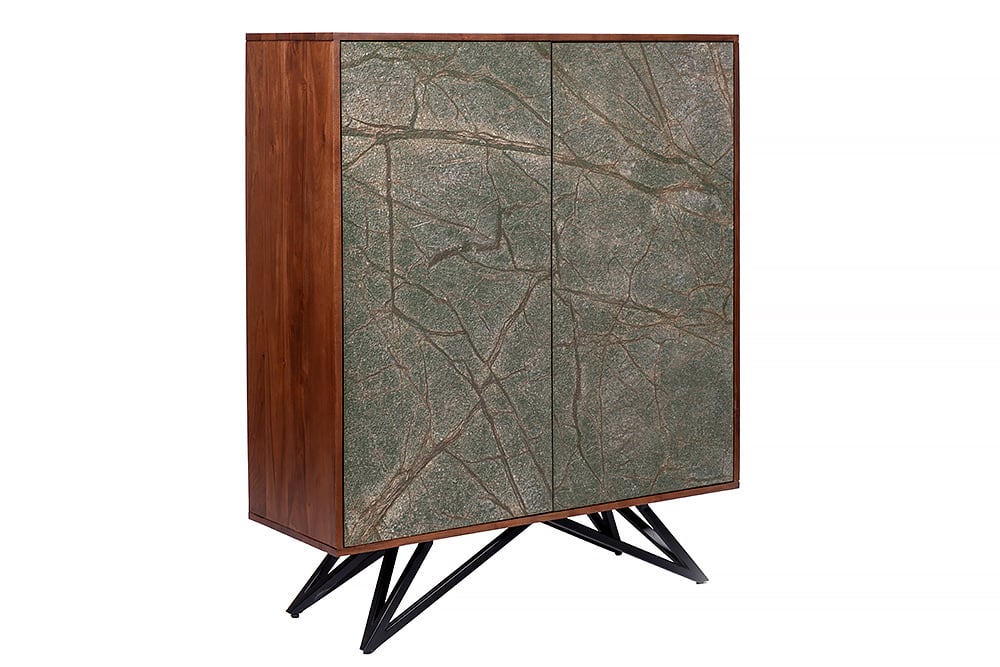 Massief houten dressoir MOUNTAIN SOUL 120 cm kast van echt natuursteen acacia - 43794