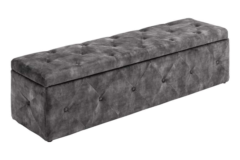 Chesterfield bedbank EXTRAVAGANCIA 140cm grijs fluweel met opbergruimte - 44425